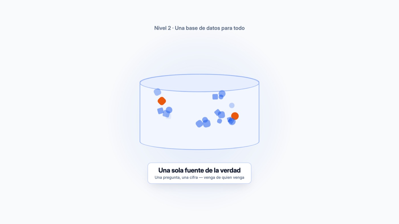 Los cuatro sistemas volcando a una única base de datos
